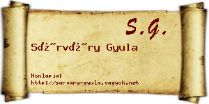 Sárváry Gyula névjegykártya